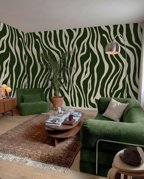 Tapet Vector imprimare de piele de zebră în culori verde și alb, Fototapet Abstract, u99173v2 : Uwalls.ro