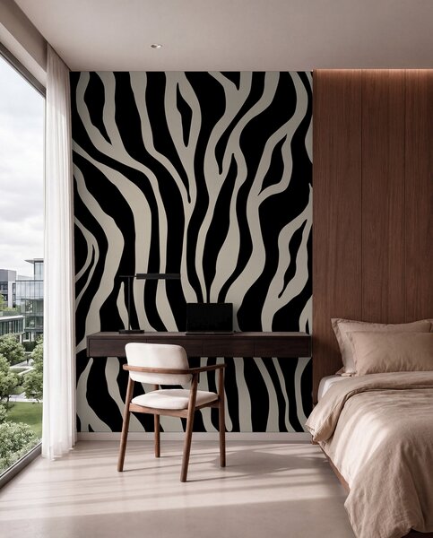 Tapet Vector imprimare de piele de zebră în culori alb-negru, Fototapet Abstract, u99173v3 : Uwalls.ro