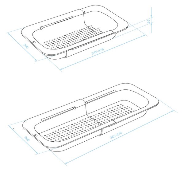 Kuchinox Kuchinox, scurgere pentru chiuvetă extensibilă 34,5-47,8 x 20 x 6,5 cm, negru, LAV-EKO_700A