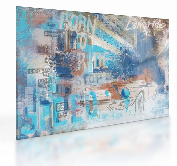 Tablou pe sticlă - Născut să călătorească (70x50 cm)