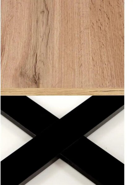 Masuta cafea Cross, stejar wotan/negru, PAL furniruit, 67x67x50 cm