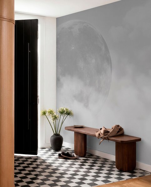 Tapet Lună mare printre norii de culoare gri stil loft, Fototapet Spaţiu, w00548v1 : Uwalls.ro