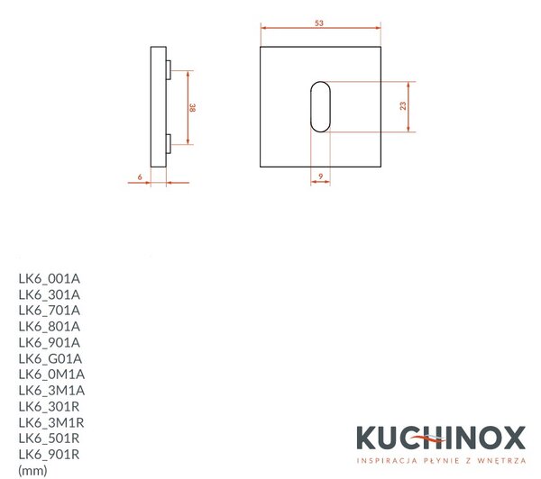 Kuchinox Kuchinox, rozetă mâner pentru cheie interioară, negru mat, LAV-LK6_901R
