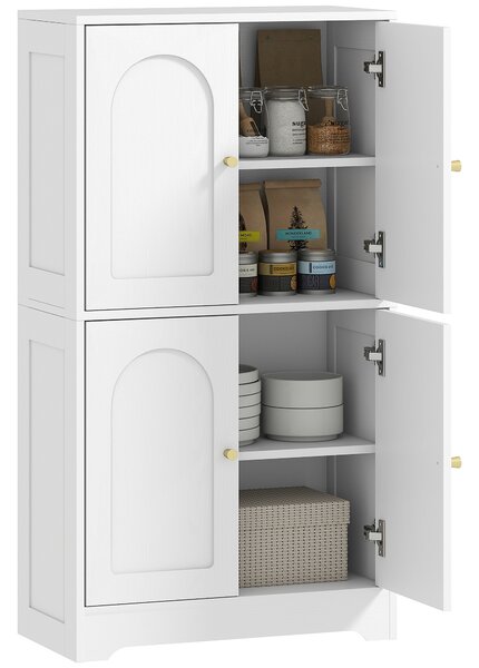 HOMCOM Bufet bucătărie, mobilier de bucătărie depozitare cu 4 uși curbate și 2 rafturi reglabile, 60 x 30 x 110 cm, alb | Aosom Romania