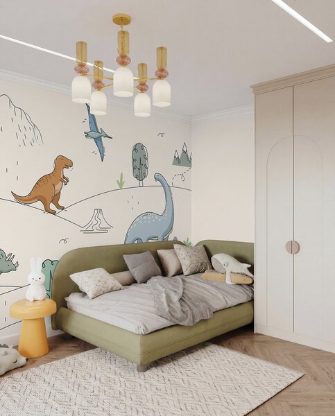 Tapet Dinozauri colorați pe dealuri, Fototapet Pentru Copii, Fototapet dinozauri, w00637 : Uwalls.ro