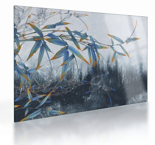 Tablou pe sticlă - Bambus pe perete (70x50 cm)