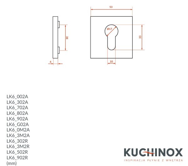 Kuchinox Kuchinox, rozetă mâner cu orificiu pentru inserție cilindrică, satinat mat, LAV-LK6_3M2A