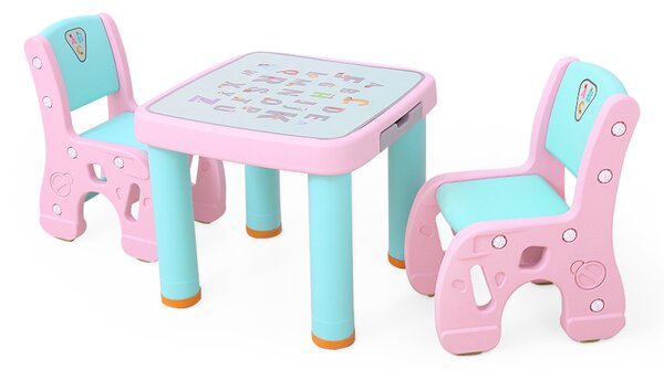 Set masuta cu 2 scaunele Learning Table Pink/Blue