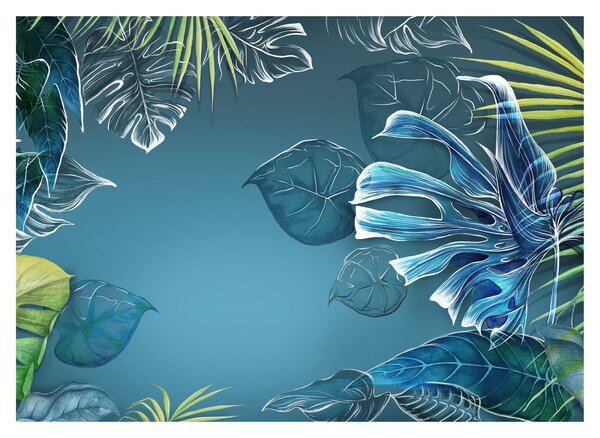 Tablou pe sticlă - Frunzele plantelor tropicale (70x50 cm)
