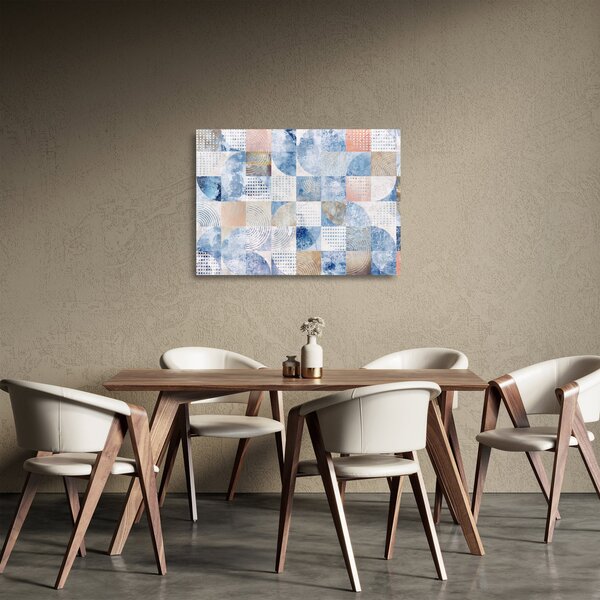 Tablou pe sticlă - figuri geometrice pe perete (70x50 cm)