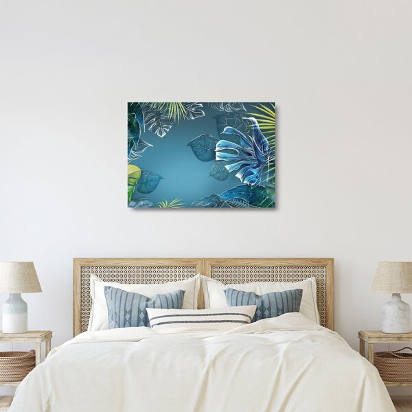 Tablou pe sticlă - Frunzele plantelor tropicale (70x50 cm)