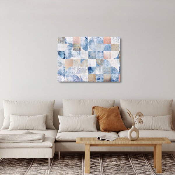 Tablou pe sticlă - figuri geometrice pe perete (70x50 cm)