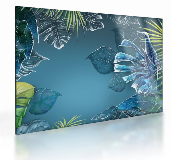 Tablou pe sticlă - Frunzele plantelor tropicale (70x50 cm)