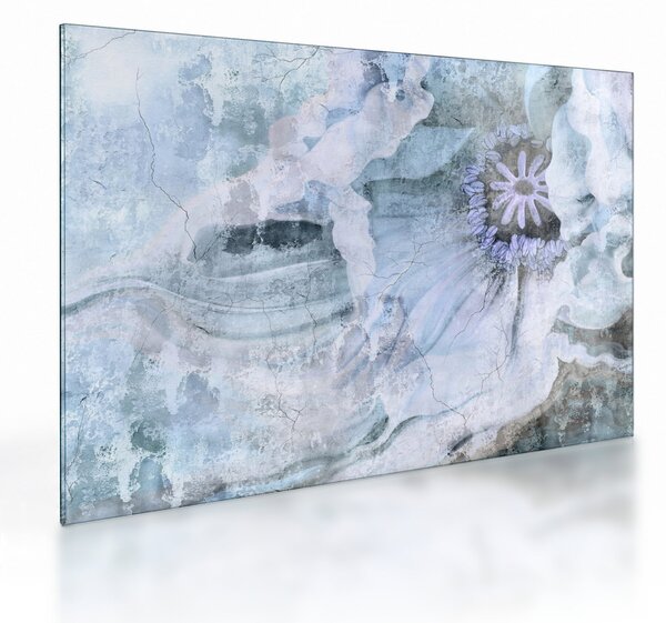 Tablou pe sticlă - Frescă florală pe un perete de cărămidă (70x50 cm)