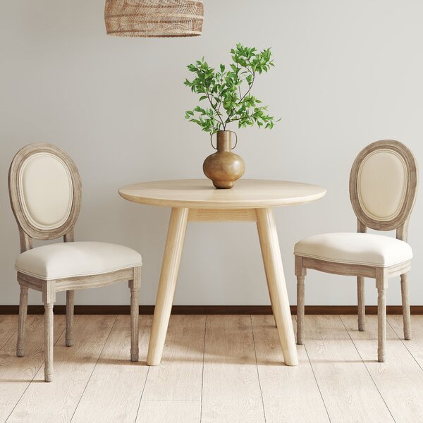HOMCOM Set 2 Scaune Capitonate Vintage, Design Elegant, pentru Living sau Sufragerie, Albe | Aosom Romania