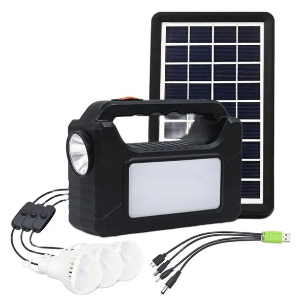 Kit panou solar cu 3 becuri, lanterna, GD-8080