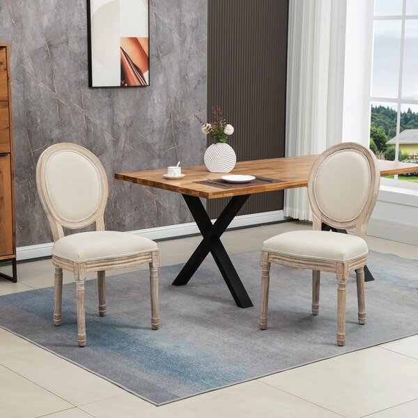 HOMCOM Set 2 Scaune Capitonate Vintage, Design Elegant, pentru Living sau Sufragerie, Albe | Aosom Romania