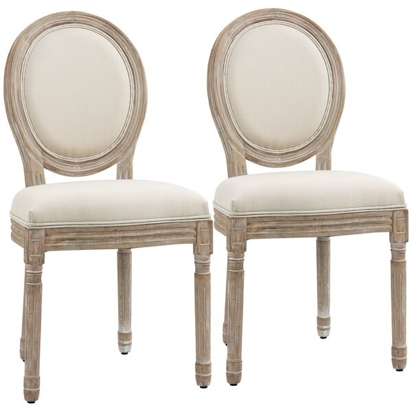 HOMCOM Set 2 Scaune Capitonate Vintage, Design Elegant, pentru Living sau Sufragerie, Albe | Aosom Romania