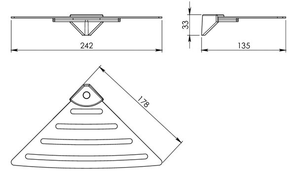 Gedy Gedy, Raft de colț, 178x178 mm, ABS/oțel inoxidabil lustruit, ES80