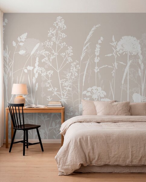 Tapet Câmp blând plante și flori minimalism, Fototapet Natură, w01270 : Uwalls.ro