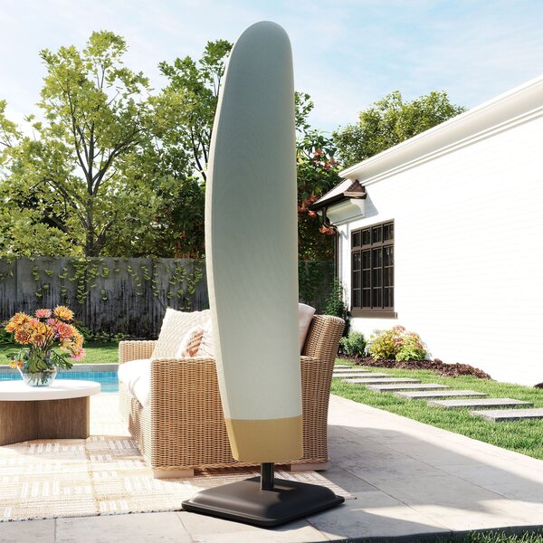 Outsunny Husă pentru Umbrelă de Grădină Impermeabilă cu Fermoar si Șnur din Țesătură, 220x56x56 cm, Bej și Cafeniu | Aosom Romania