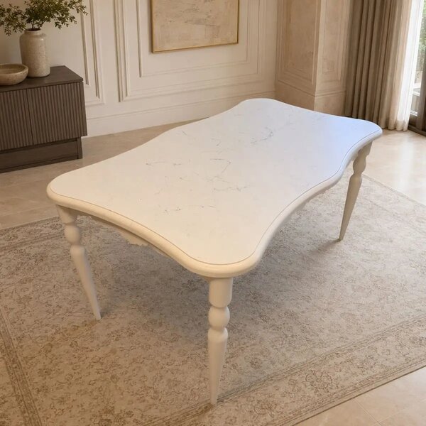Masă dining Verona din MDF, alb, 160 × 90 × 76 cm, 6 persoane