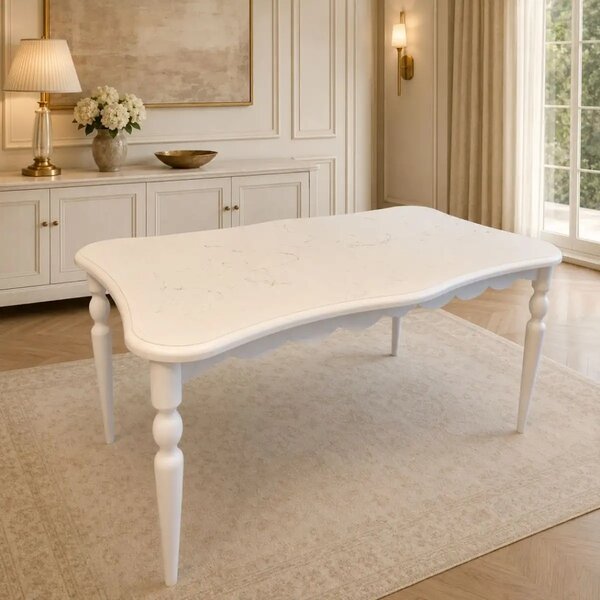 Masă dining Verona din MDF, alb, 160 × 90 × 76 cm, 6 persoane