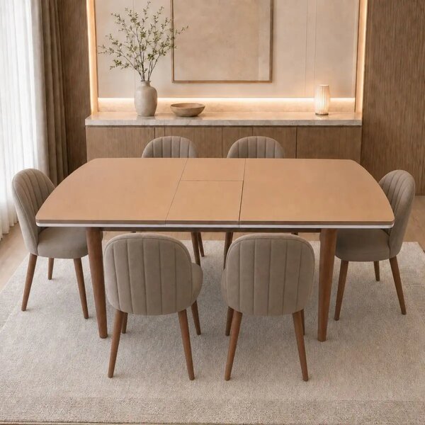 Masă extensibilă Siena, taupe, 160 × 85 × 76 cm