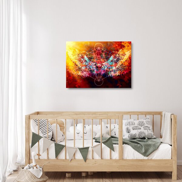Tablou pe sticlă - Merkaba cu aripi, abstracție (70x50 cm)