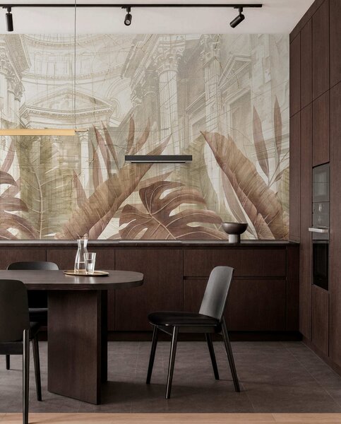 Tapet Un desen grandios cu coloane arhitecturale ornamentate din marmură și plante tropicale luxuriante din, Fototapet Natură, w01311v1 : Uwalls.ro