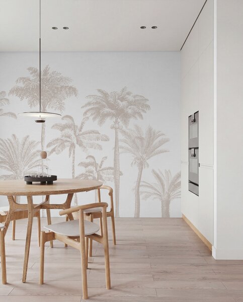 Tapet Palmieri tropicali oază minimă, Fototapet Natură, w08111 : Uwalls.ro