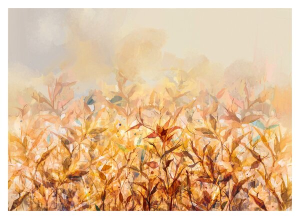 Tablou pe sticlă - Frunze în culori de toamnă, pictură în ulei (70x50 cm)