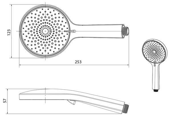 Sapho Sapho, Duș cu masaj manual, 4 moduri, duze din silicon, diametru 123 mm, cromat, 1204-10
