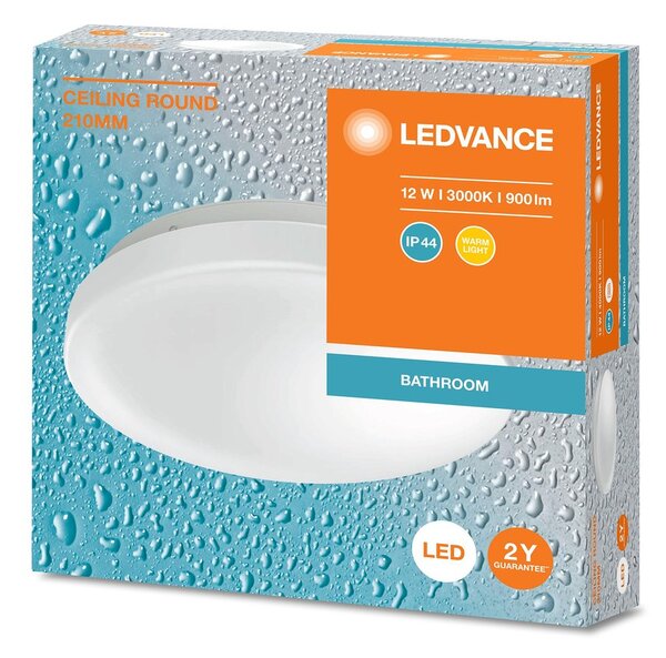 LEDVANCE LEDVANCE, Lampă de tavan pentru baie, ø 210mm, 900lm, 12W, 3000K, IP44, AC464780055