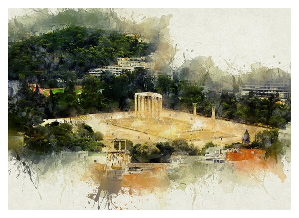 Tablou pe sticlă - Templul lui Zeus, Atena, Grecia (70x50 cm)