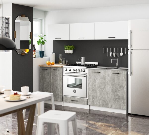 Dulap inferior de bucătărie Ozara S80ZL (alb + beton). Promo -15%. 1071077