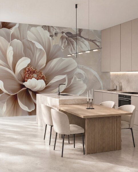 Tapet Floare mare roz pe un perete grunge, Fototapet Flori, w08181 : Uwalls.ro