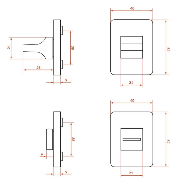 Kuchinox Kuchinox, rozetă mâner pentru încuietoare WC, negru mat, LAV-LK7_903A