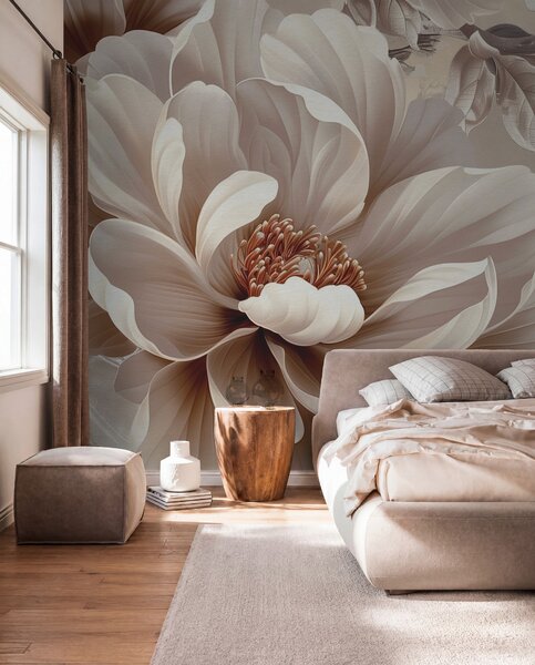 Tapet Floare mare roz pe un perete grunge, Fototapet Flori, w08181 : Uwalls.ro