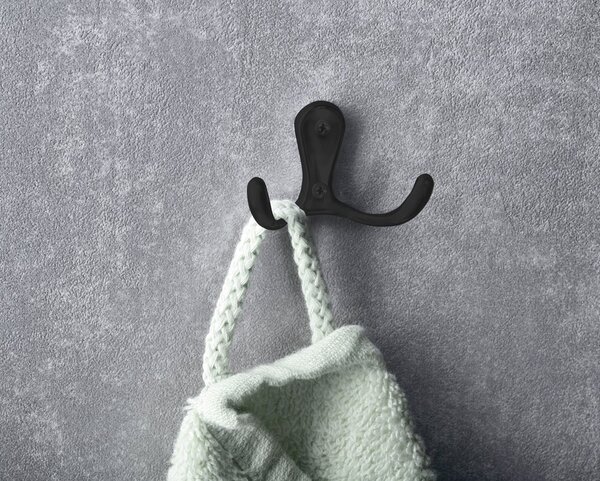 Aqualine Aqualine, cârlig dublu, negru mat, 10086B