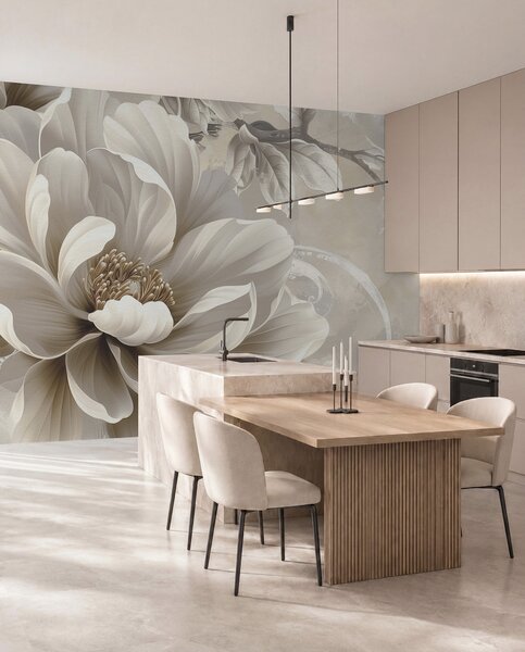Tapet Floare mare de mure pe peretele grunge, Fototapet 3D, Fototapet 3D Flori, w08181v2 : Uwalls.ro
