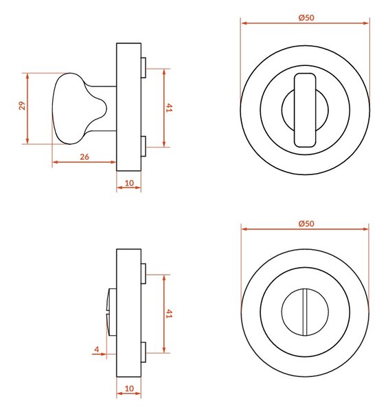 Kuchinox Kuchinox, rozetă mâner pentru încuietoare WC, auriu strălucitor, LAV-LO1_G03A