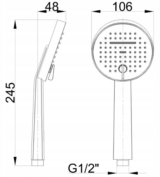 Invena Kalitea, cap de duș manual, 2 funcții, negru mat, INV-AS-72-004-V