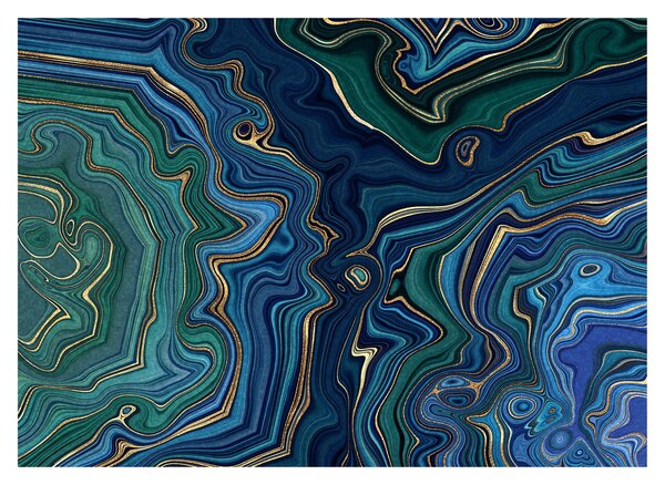 Tablou pe sticlă - Marmură verde- albastru (70x50 cm)
