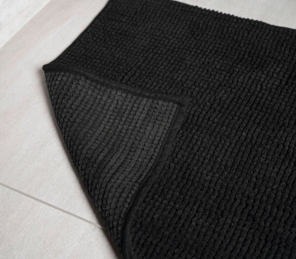 BISK Erga Basic, covoraș de baie 80x50 cm, model 6 Chenille Rolled, negru, ERG-08686
