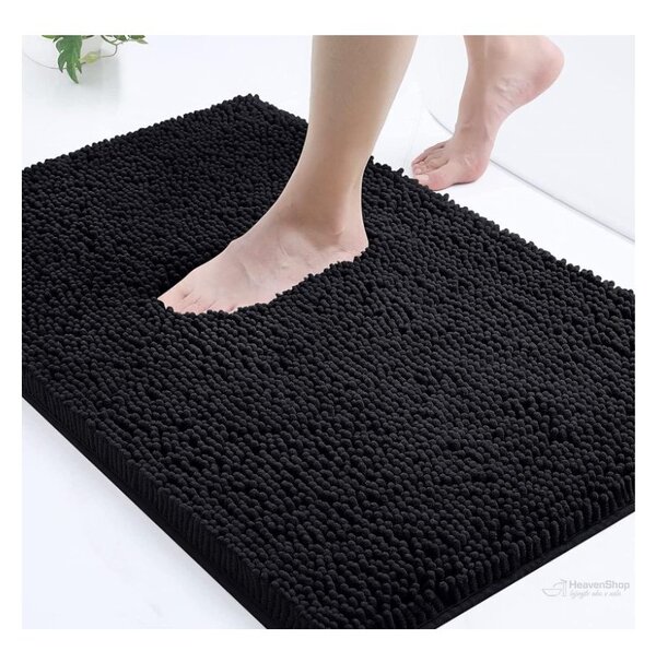 BISK Erga Basic, covoraș de baie 80x50 cm, model 6 Chenille Rolled, negru, ERG-08686