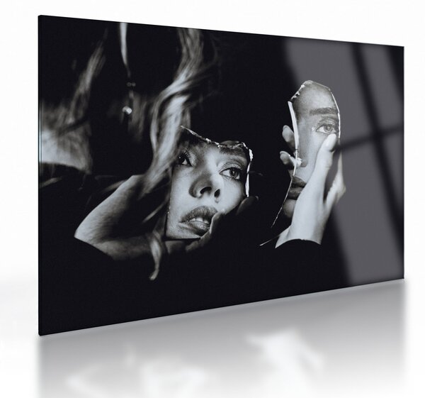 Tablou pe sticlă - Privind în oglindă (70x50 cm)