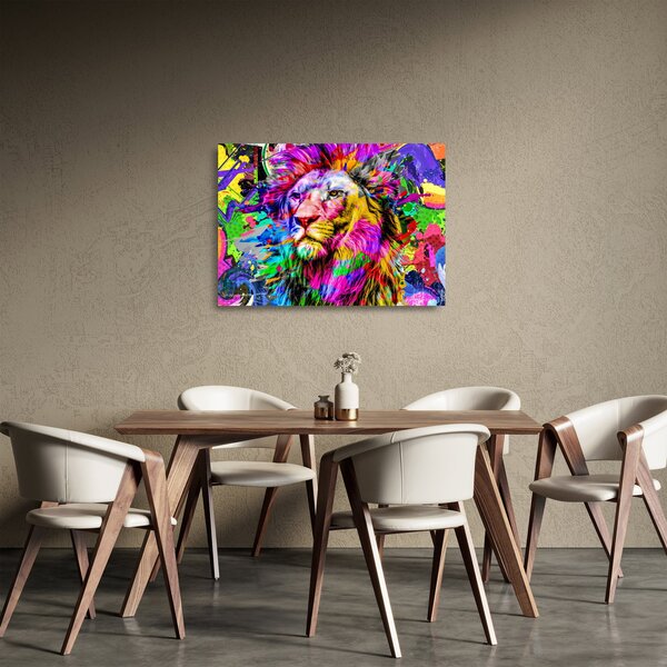 Tablou pe sticlă - 3D imaginea leului (70x50 cm)