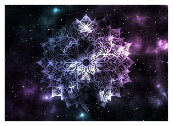 Tablou pe sticlă - Mandala Lotus în spațiu (70x50 cm)