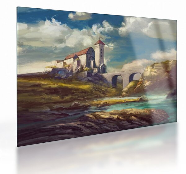 Tablou pe sticlă - Castelul medieval (70x50 cm)